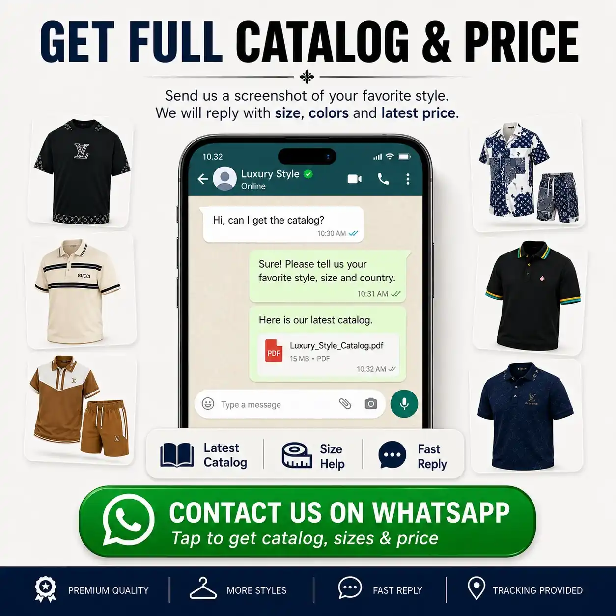 Get full catalog and price on WhatsApp final call to action